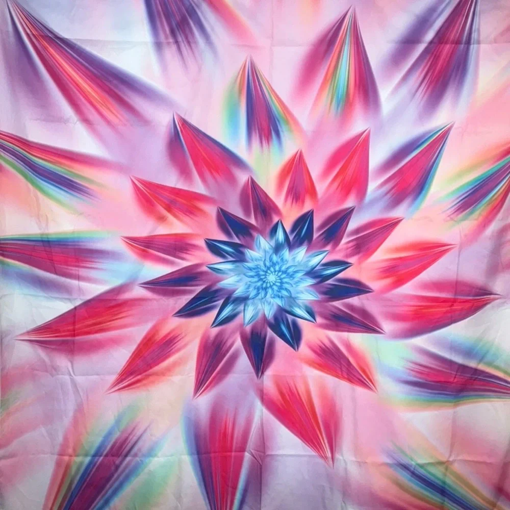 Vibrant Fractal Flower/Starburst Tapestry